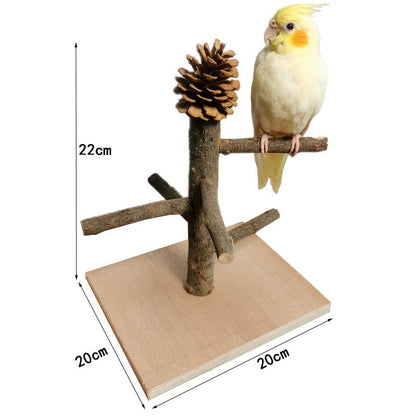 Solid Wood Parrot Station Frame Training Bird Shelf Parrot Toys