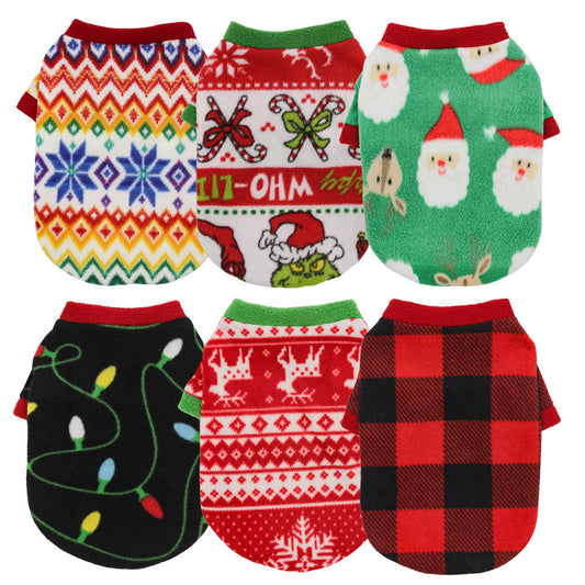 Christmas Dog Clothes Warm Fleece