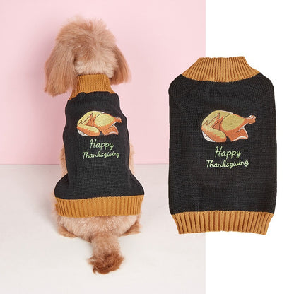 Thanksgiving Pet Clothes Lapel Retro Plaid Contrast Color