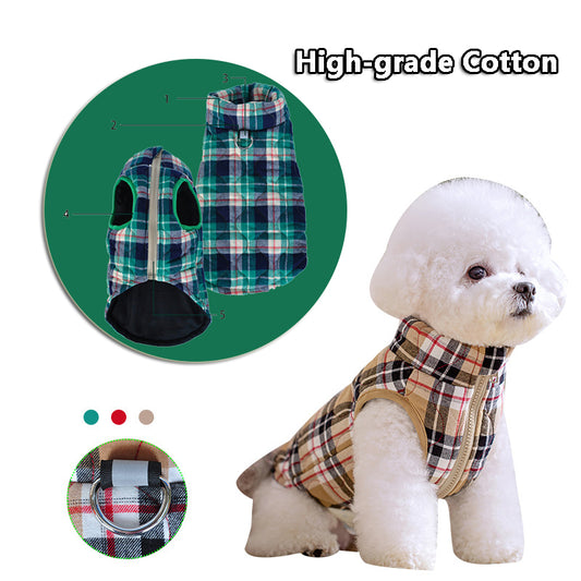 Winter Pet Dog Clothes Heavy Cotton Pet Clothes Jacket Plaid Zipper Down Jacket Pets Supplies